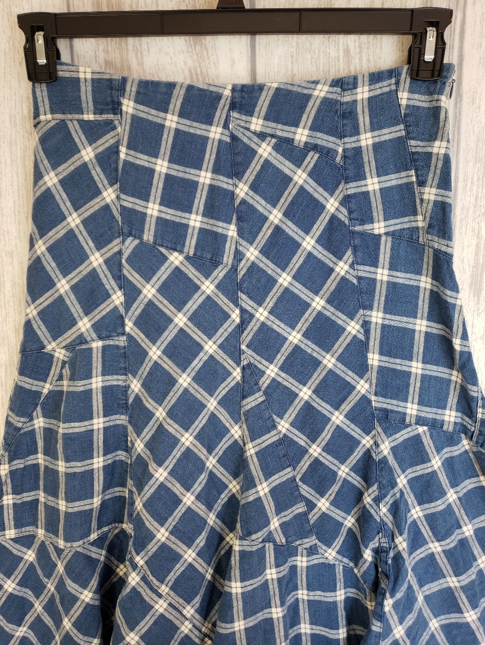 Lauren Ralph Lauren blue plaid linen-cotton midi skirt Size 8 C43 - Picture 4 of 10